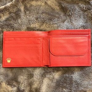 Red leather Rolex Bifold Wallet - Authentic